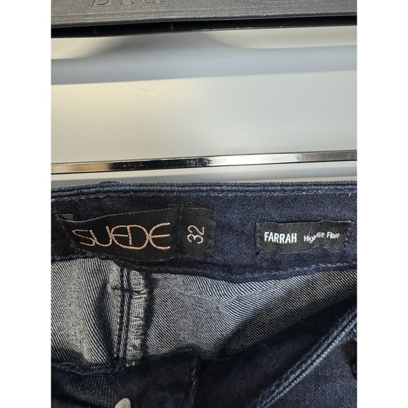 Denim Suede Brand Jeans Womens 32 Navy Blue Farrah High Rise Flare Leg - Picture 7 of 10